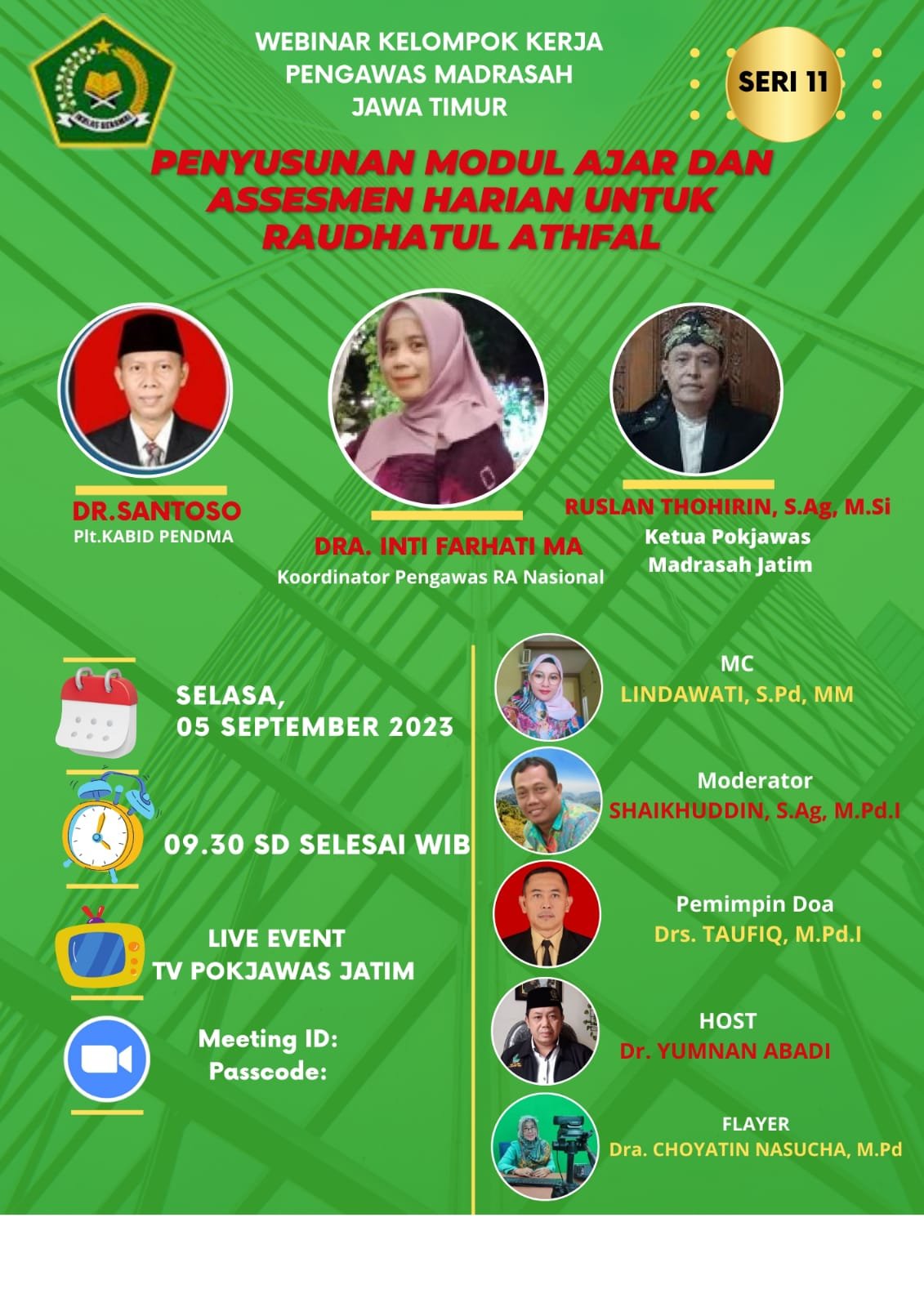 Webinar Pokjawas Madrasah Jatim Seri 11: Penyusunan Modul Ajar dan Assesmen Harian untuk Raudhatul Athfal